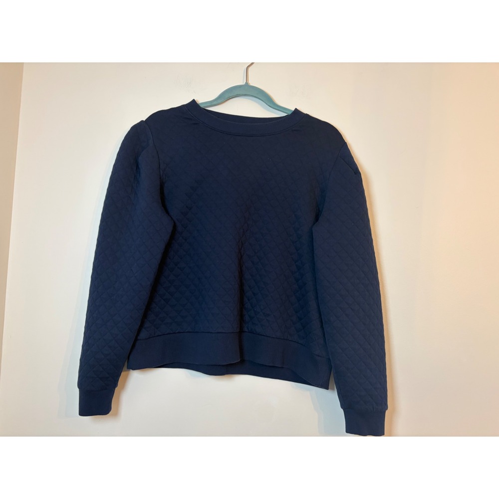 Walter Hagen Quilted Pullover Womens Large Navy Blue Diamond Puff Sleeve Sweater